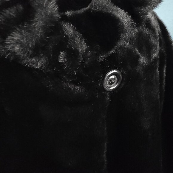 ALPINE STUDIO ~ Black Faux Mink Coat with Hood ~ XL ~ 38” L - Picture 5 of 16